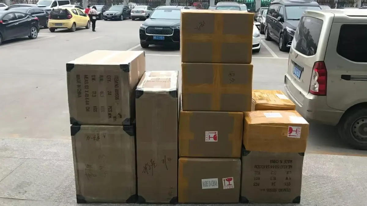 Cartons checked and staged before handover to freight forwarder in China