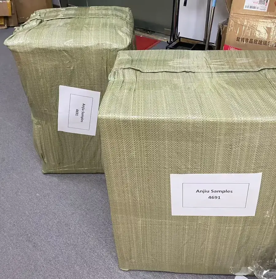 Two complete sample cartons with matching Anjiu Samples 4691 identification labels